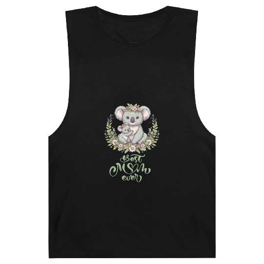 Best Mom Ever Koala Embrace Floral Wreath Barnard Tanks