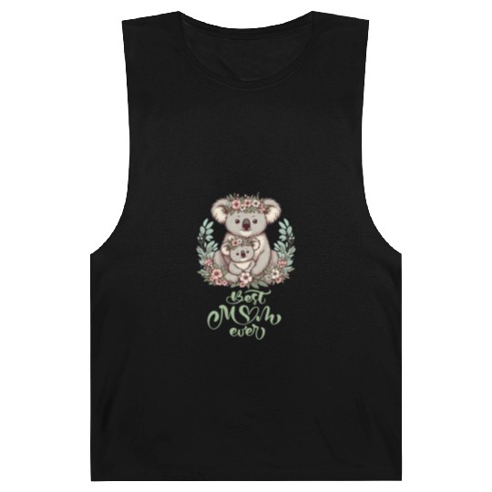 Best Mom Ever Koala Embrace Floral Wreath Barnard Tanks