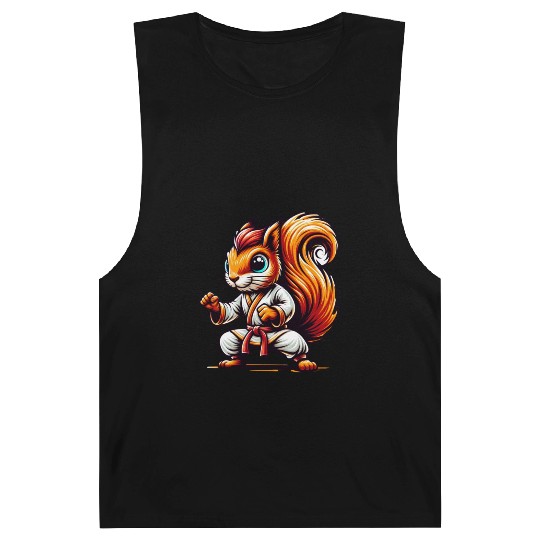 Karate Sport Squirrel Nuts Animal Lover Design Barnard Tanks