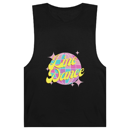 Line dance disco ball in fun neon party colors Barnard Tanks