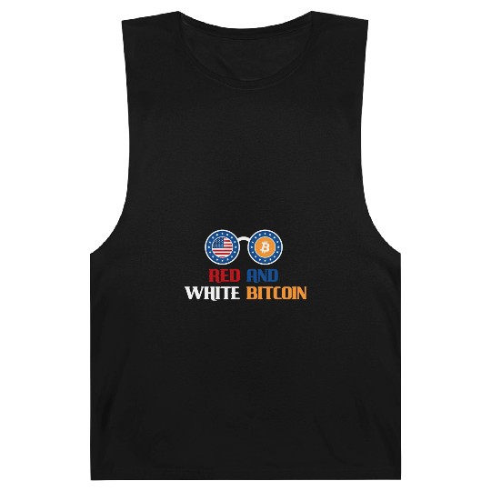 Red and White Bitcoin Barnard Tanks