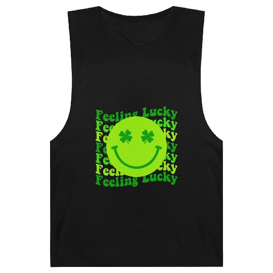Irish Clover Feeling Lucky Smiling Face Barnard Tanks