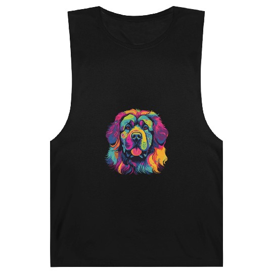 Watercolor Colorful Tibetan Mastiff Barnard Tanks