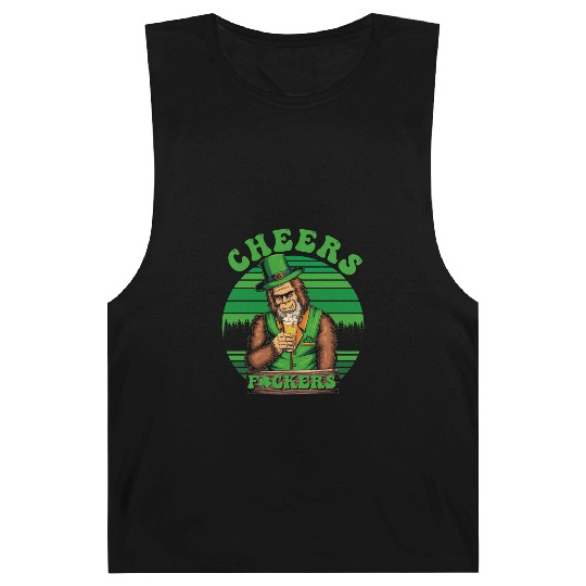 IRISH BIGFOOT St Patricks Day Cheers Fuckers humor Barnard Tanks