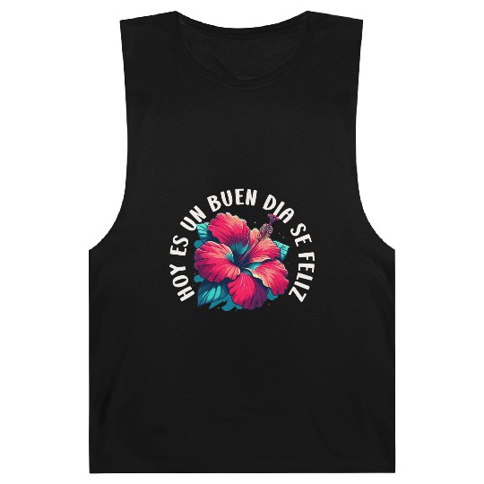 It's a beautiful day to be happy Hibiscus Spanish Barnard Tanks