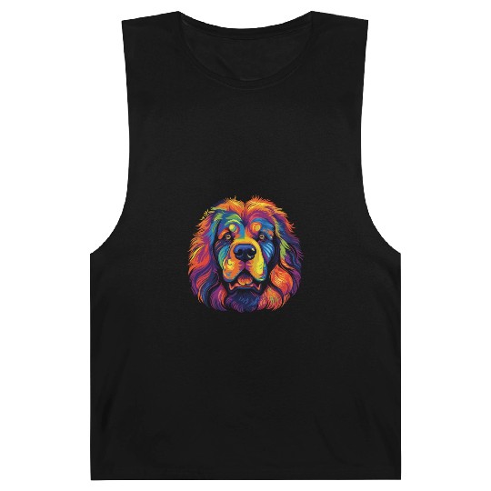 Watercolor Colorful Tibetan Mastiff Barnard Tanks
