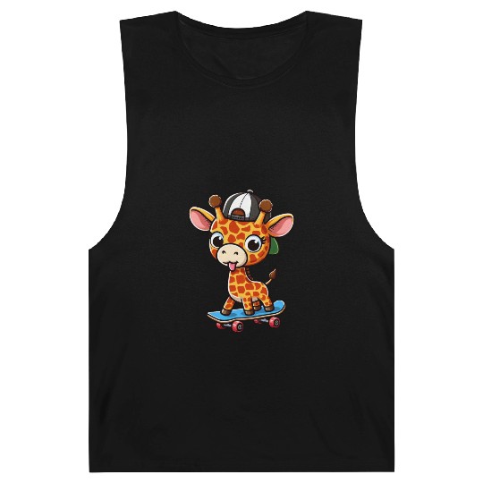 Cheeky Skater Giraffe on Skateboard Barnard Tanks