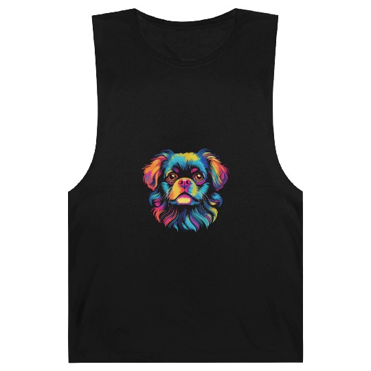 Watercolor Colorful Tibetan Spaniel Barnard Tanks