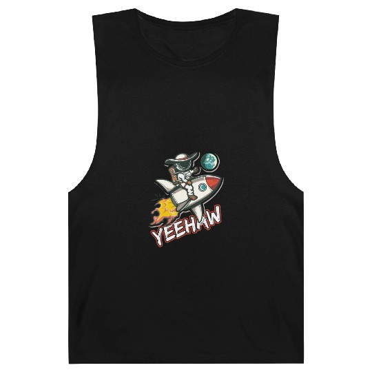 Space Cowboy Riding a Rocket with Yeehaw Slogan Barnard Tanks