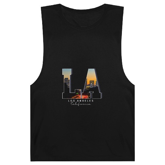LosAngeles California LA Skyline Pride Black White Barnard Tanks