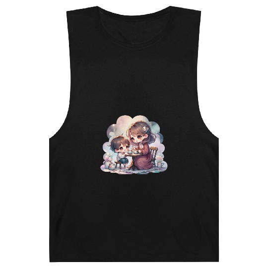 Mother and Son Enjoying a Cozy Tea Party Barnard Tanks