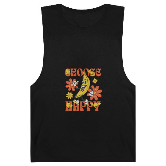Choose Happy Retro Banana Mascot Barnard Tanks