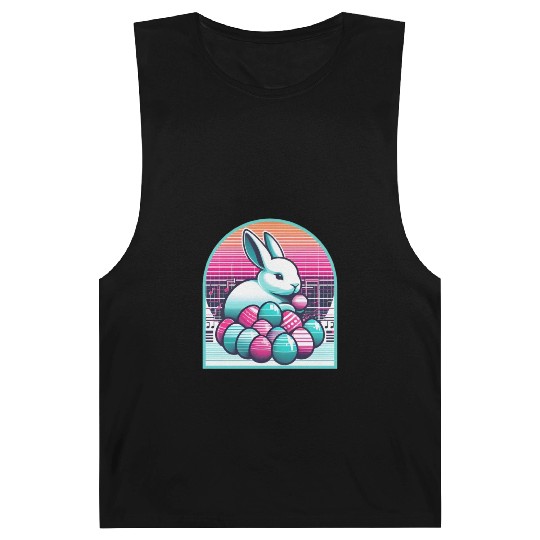 Synthwave Easter Bunny with Eggs Barnard Tanks