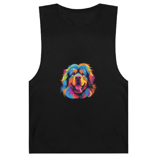Watercolor Colorful Tibetan Mastiff Barnard Tanks