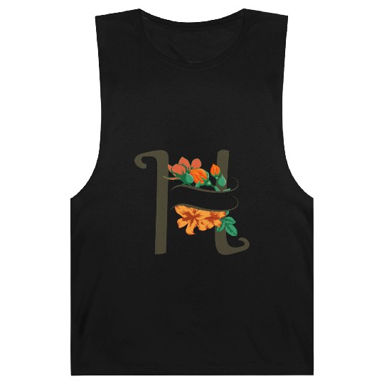 Capital letter H monogram with roses and lily Barnard Tanks