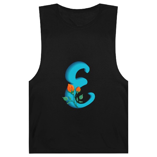 Three dimensional capital letter E rose monogram Barnard Tanks