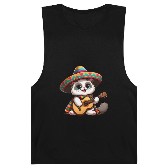 Fiesta Cat Guitarist Cinco de Mayo Barnard Tanks