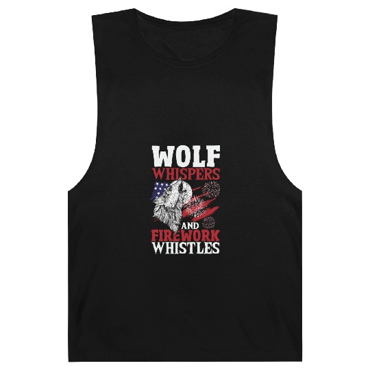 Howling Wolf White Stars Red Stripes American Barnard Tanks