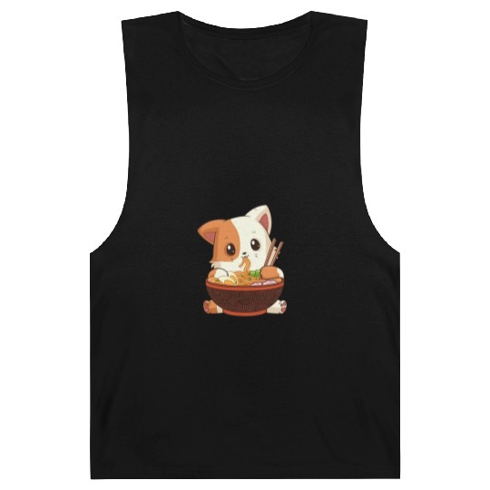 Cute anime cat eating ramen noodles Barnard Tanks
