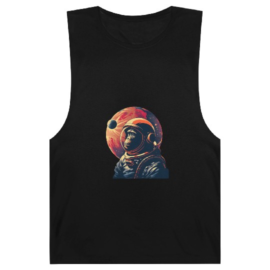 Space Vintage Travel Astronaut Monkey Barnard Tanks