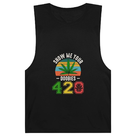 Fun 420 Show Me Herb Weed Marijuana Design Barnard Tanks