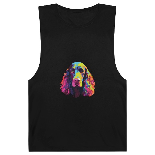 Watercolor Colorful Irish Water Water Spaniel Barnard Tanks