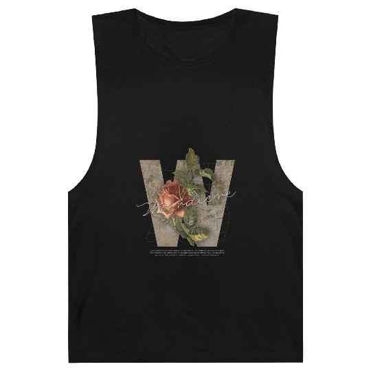 Black Brown Vintage Rose Initial Barnard Tanks