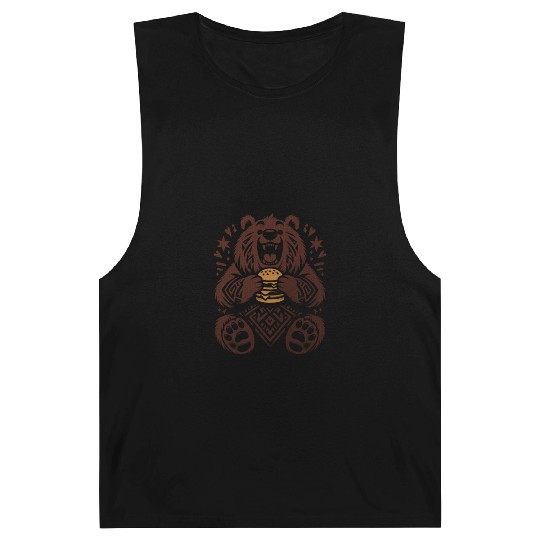 Cute Grizzly with Hamburger, Brown Barnard Tanks