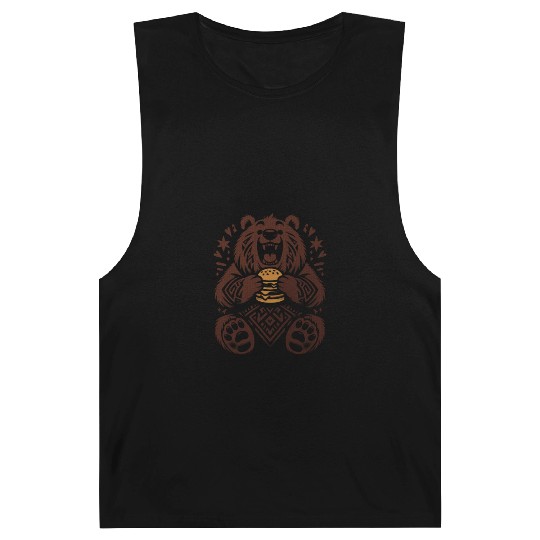 Cute Grizzly with Hamburger, Brown Barnard Tanks