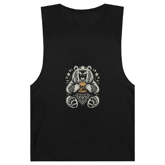 Cute Grizzly with Hamburger, Dark Color better Barnard Tanks