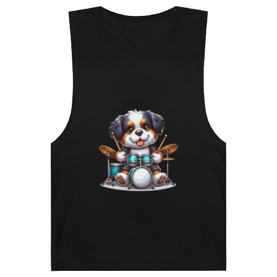 Cool Bernese Mountain Dog Drummer Design Barnard Tanks