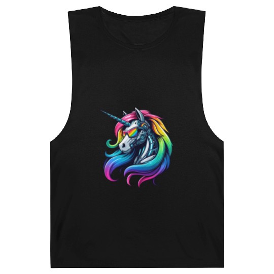 Cool Cyborg Unicorn Rainbow Barnard Tanks