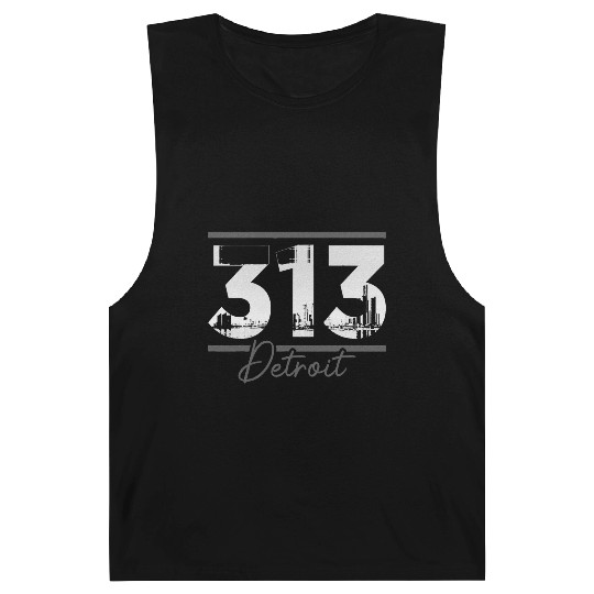 Detroit 313 Area Code Skyline Michigan Barnard Tanks