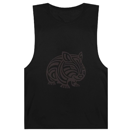 Wombat Tribal Style Vector Design Single Color Barnard Tanks