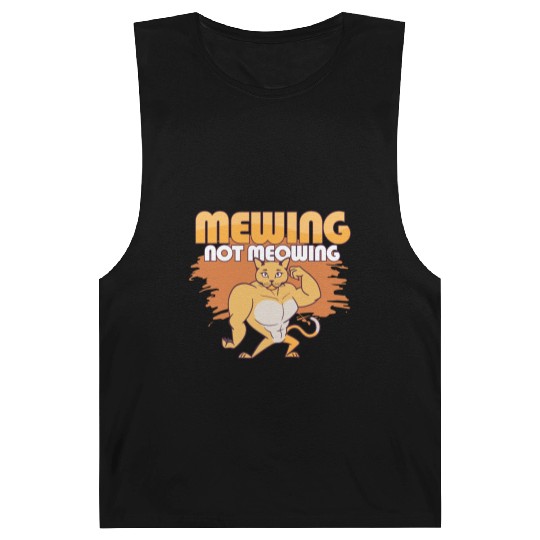 Mewing Not Meowing Funny Cat Meme Jawline Barnard Tanks