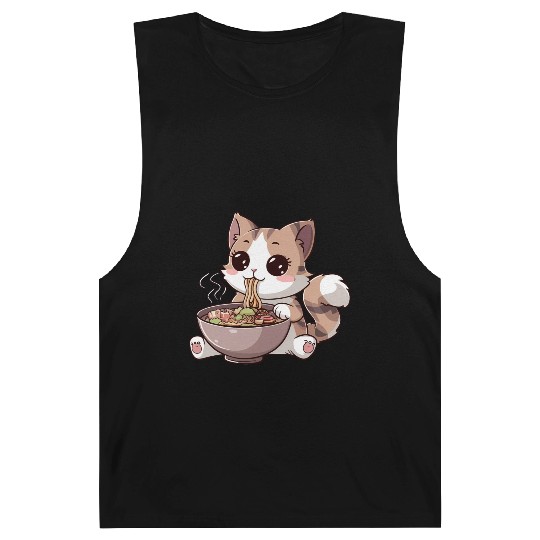 Kawaii Cat Eating Ramen Barnard Tanks