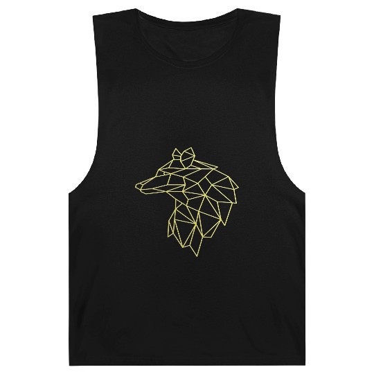 Wolf face tattoo geometric modern Colorful Barnard Tanks