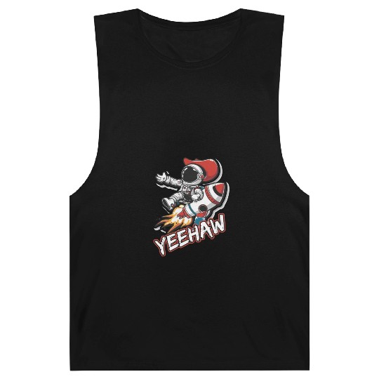 Space Cowboy Riding a Rocket with Yeehaw Slogan Barnard Tanks