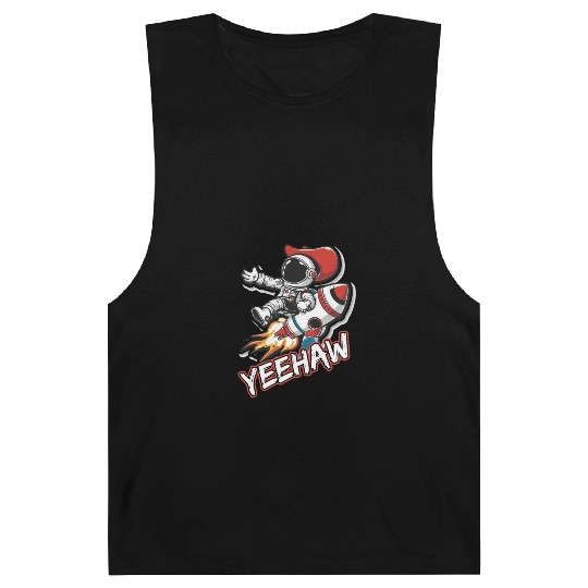 Space Cowboy Riding a Rocket with Yeehaw Slogan Barnard Tanks