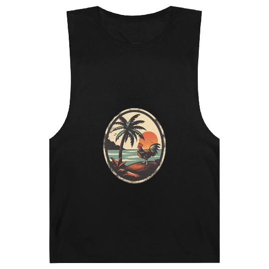 Retro Chicken and Palm Tree Barnard Tanks