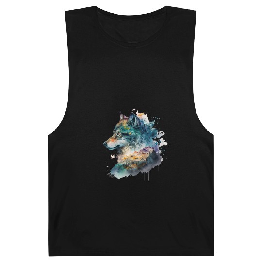 Wolf Print, Cosmic Wolves, Animal Print, Cosmos Barnard Tanks