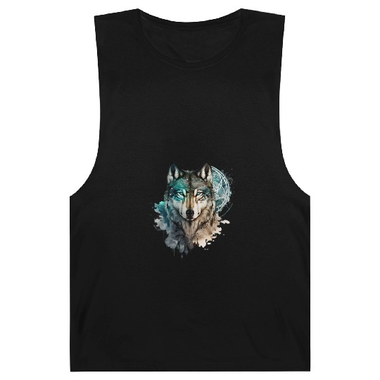 Wolf Print, Cosmic Wolves, Animal Print, Cosmos Barnard Tanks