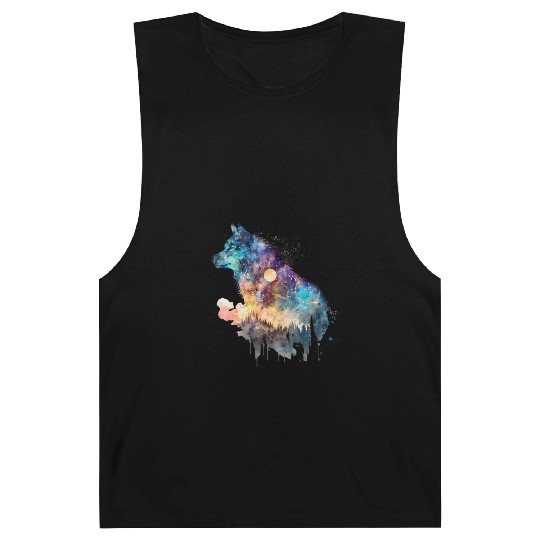 Wolf Print, Cosmic Wolves, Animal Print, Cosmos Barnard Tanks