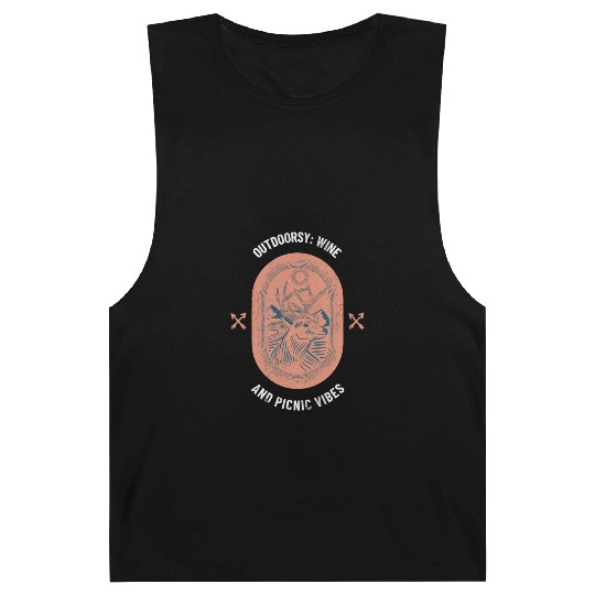 Outdoorsy Wine And Picnic Vibes Camping Women Barnard Tanks
