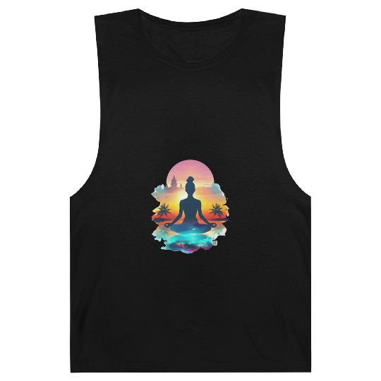 Sunset Yoga Silhouette Tropical Escape Barnard Tanks
