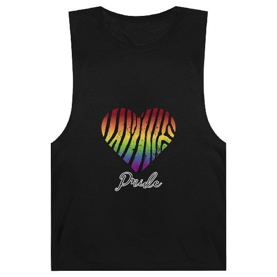 LGBTQ+Pride Rainbow heart-pattern tiger leather Barnard Tanks