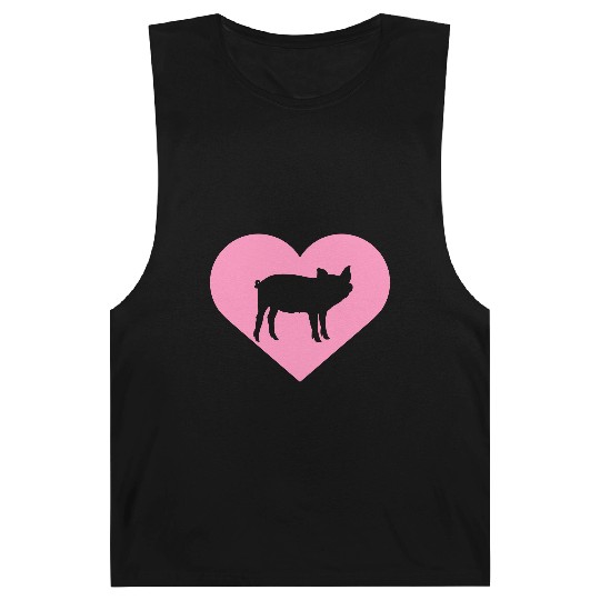 I Love Pigs pig heart piggy piglet silhouette Barnard Tanks