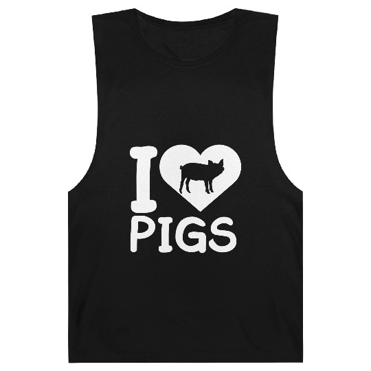 I Love Pigs pig heart piggy piglet Silhouette Barnard Tanks