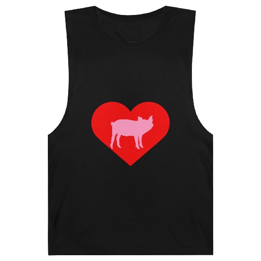 I Love Pigs pig heart piggy piglet silhouette Barnard Tanks