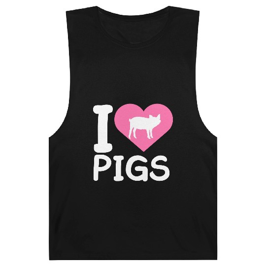 I Love Pigs pig heart piggy piglet silhouette Barnard Tanks
